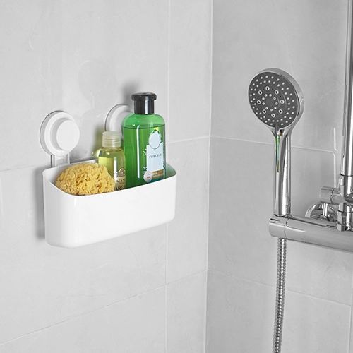 basic cesto ducha ventosa blanco plástico