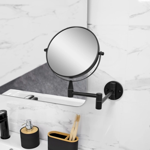 espejo aumento pared metal negro mate
