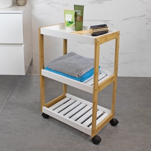 lotus carrito bambú blanco y madera
